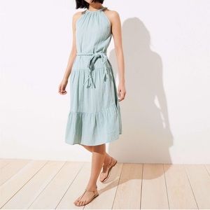 Loft Beach Braided Halter Tiered Dress Size Small